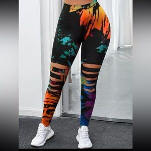 Ripped Multi Color Leggings Size 12